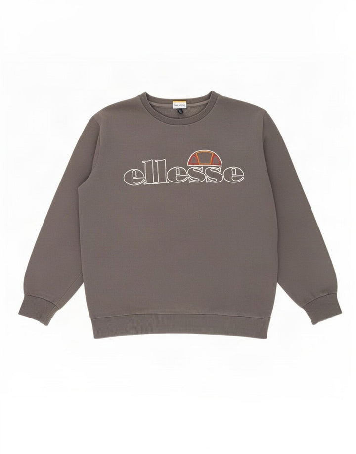 Felpa grafica da uomo Ellesse, maglione grande, cotone grigio