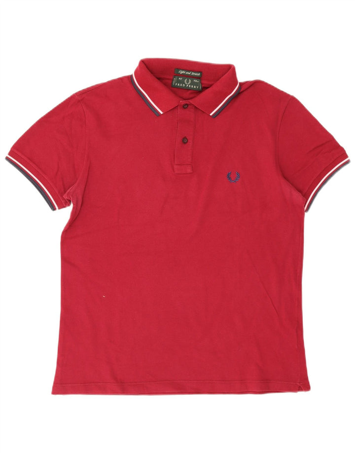 Polo da uomo Fred Perry in cotone a righe bordeaux medio