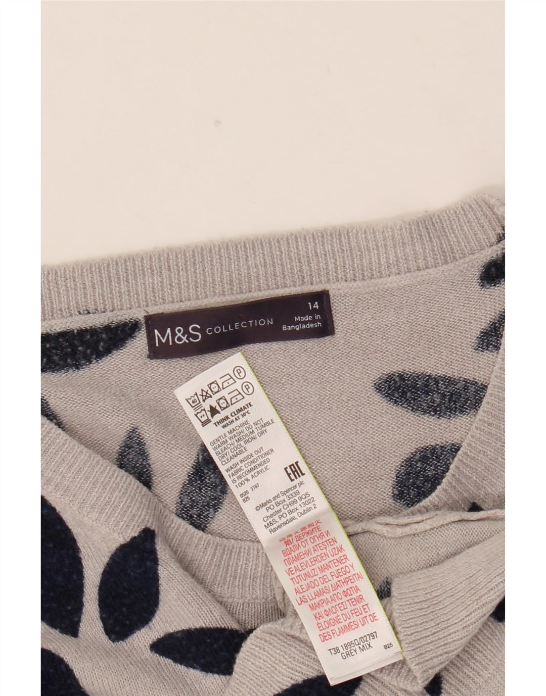 Maglione maglione con scollo a barca da donna Marks & Spencer UK 14 grande grigio