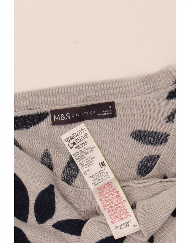 Maglione maglione con scollo a barca da donna Marks & Spencer UK 14 grande grigio