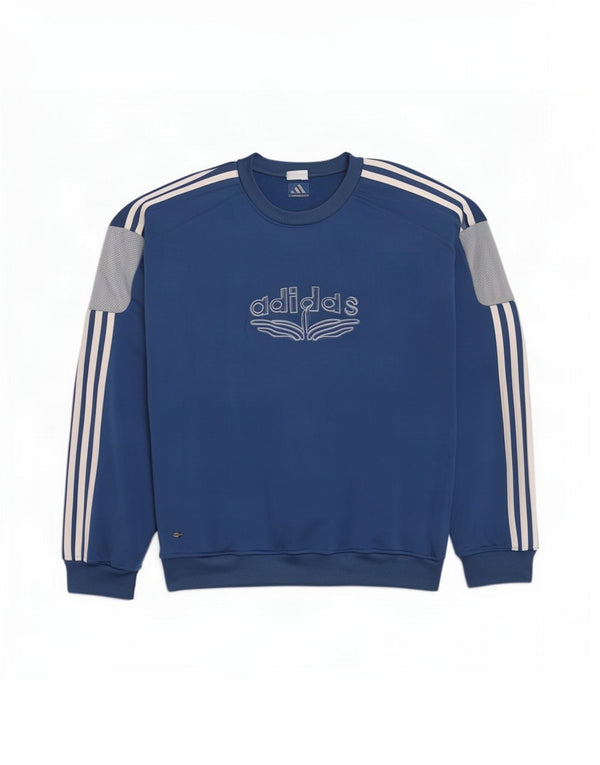 Felpa grafica Adidas Climawarm da uomo, maglione XL, color block blu