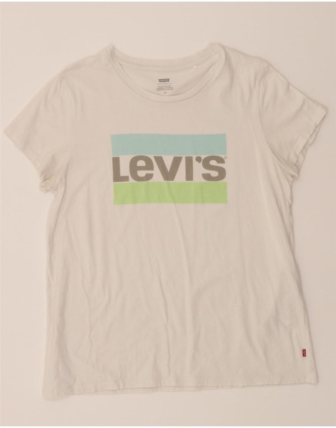 LEVI'S Womens Graphic T-Shirt Top UK 16 Large White Vintage Levi's and Second-Hand Levi's from Messina Hembry 