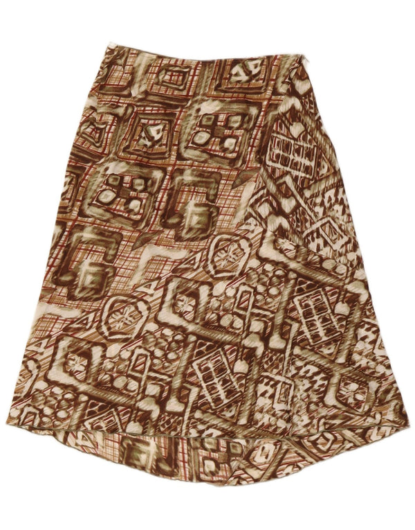 KOOKAI Womens A-Line Skirt EU 38 Medium W28 Khaki Geometric