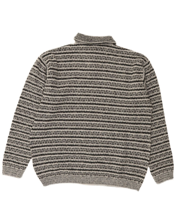 Maglione maglione da uomo con collo alto West Port XL a righe grigie