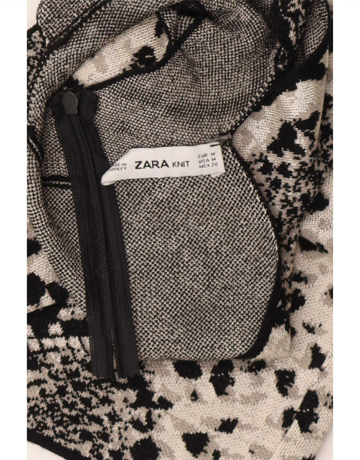 Top alla caviglia da donna Zara UK 12 medio nero stampa animalier