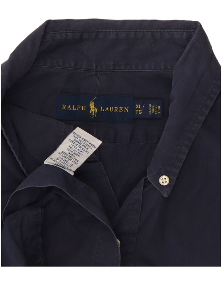 Camicia a maniche corte da uomo Ralph Lauren XL in cotone blu navy