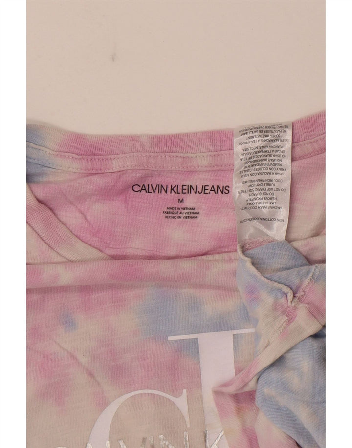 Calvin Klein Jeans T-shirt grafica oversize da donna Top UK 14 Rosa medio