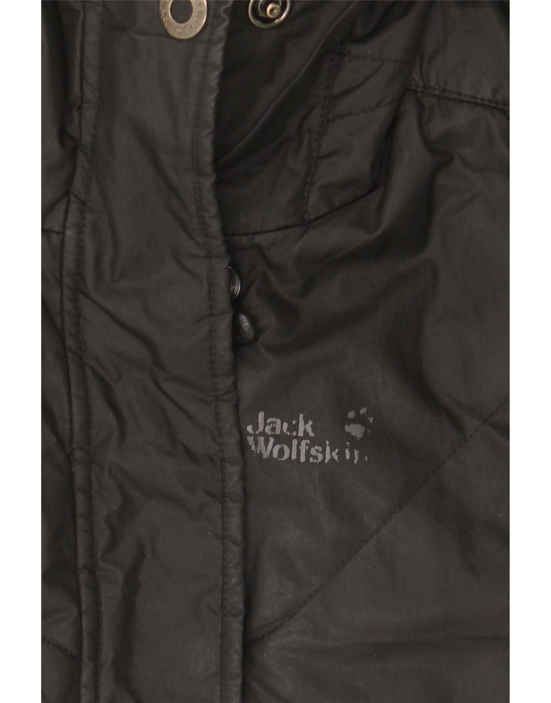 Cappotto imbottito con cappuccio da donna Jack Wolfskin UK 10 piccolo poliestere nero