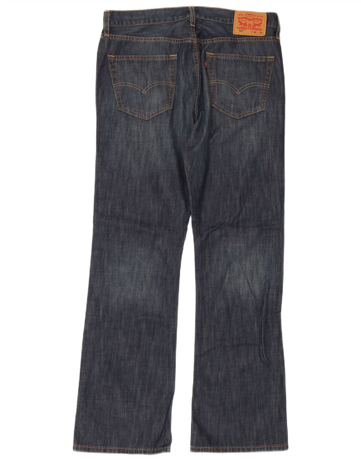 LEVI'S Uomo 527 Jeans Bootcut W34 L32 Blu Cotone