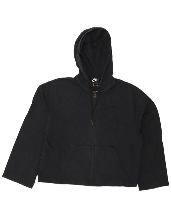 Maglione con cappuccio e zip da donna NIKE UK 12 cotone nero medio