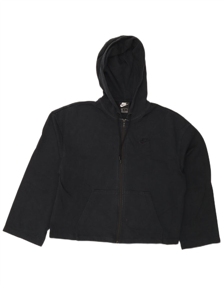 Maglione con cappuccio e zip da donna NIKE UK 12 cotone nero medio