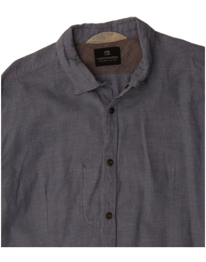 Camicia da uomo SCOTCH & SODA in cotone blu medio