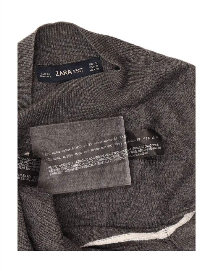 ZARA Maglione da Donna con Collo Dolcevita UK 12 Viscosa Grigio Medio