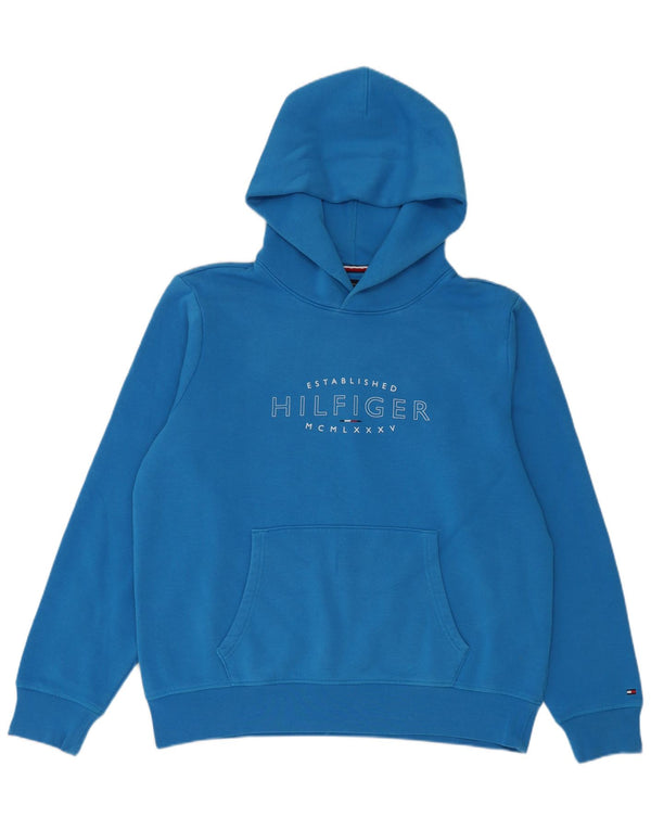 Maglione con cappuccio grafico da uomo Tommy Hilfiger grande cotone blu