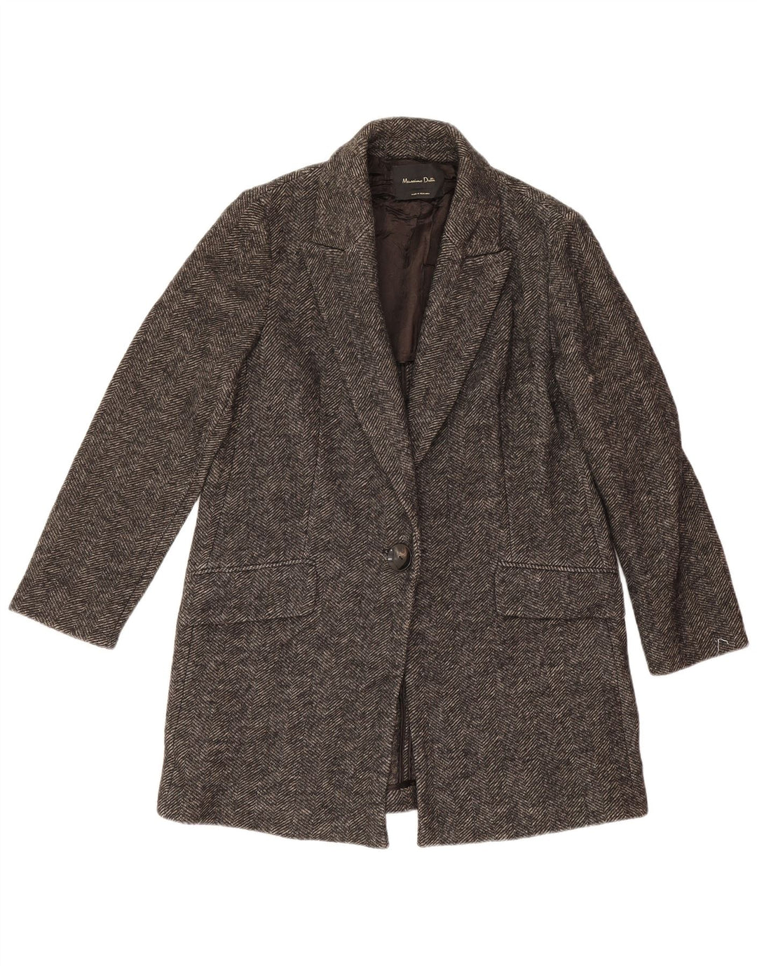 Giacca blazer da donna a 1 bottone Massimo Dutti UK 14 Grigio medio a spina di pesce