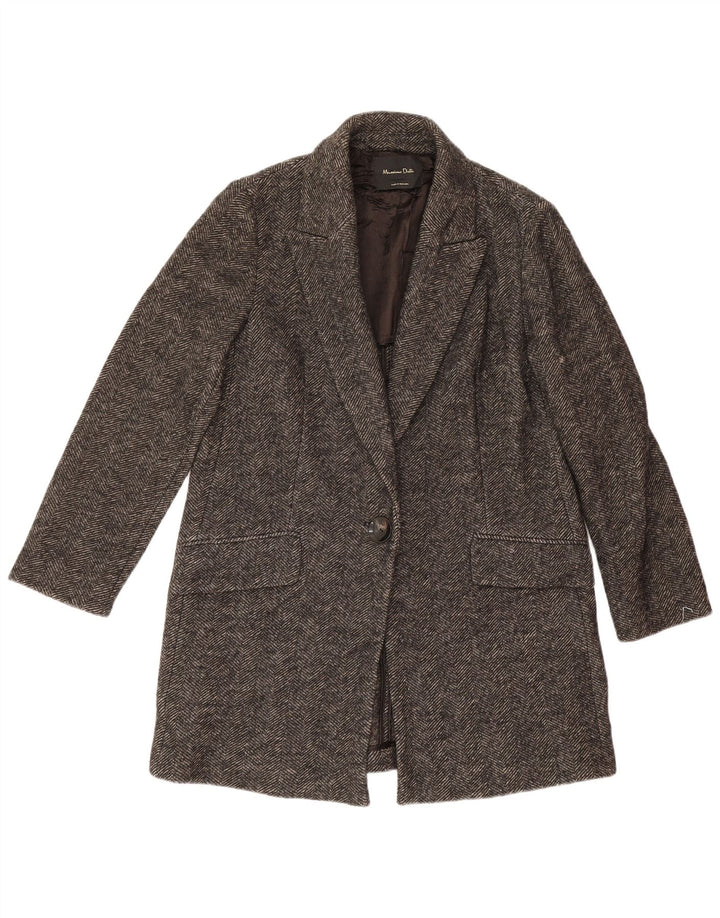 Giacca blazer da donna a 1 bottone Massimo Dutti UK 14 Grigio medio a spina di pesce