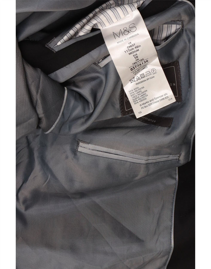 Giacca blazer a 2 bottoni da uomo Marks & Spencer UK 46 XL lana nera