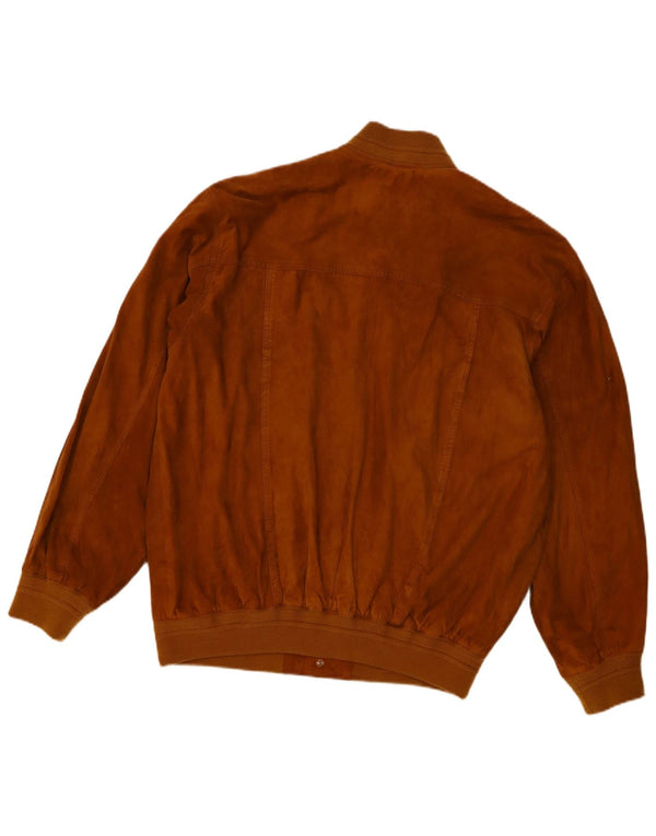 Giubbotto bomber in pelle scamosciata vintage da uomo UK 40 grande in pelle marrone
