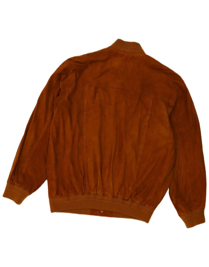 Giubbotto bomber in pelle scamosciata vintage da uomo UK 40 grande in pelle marrone