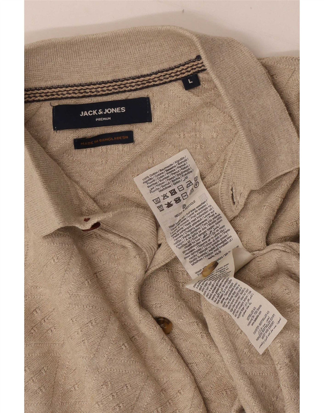 Polo da uomo Jack & Jones grande in cotone beige