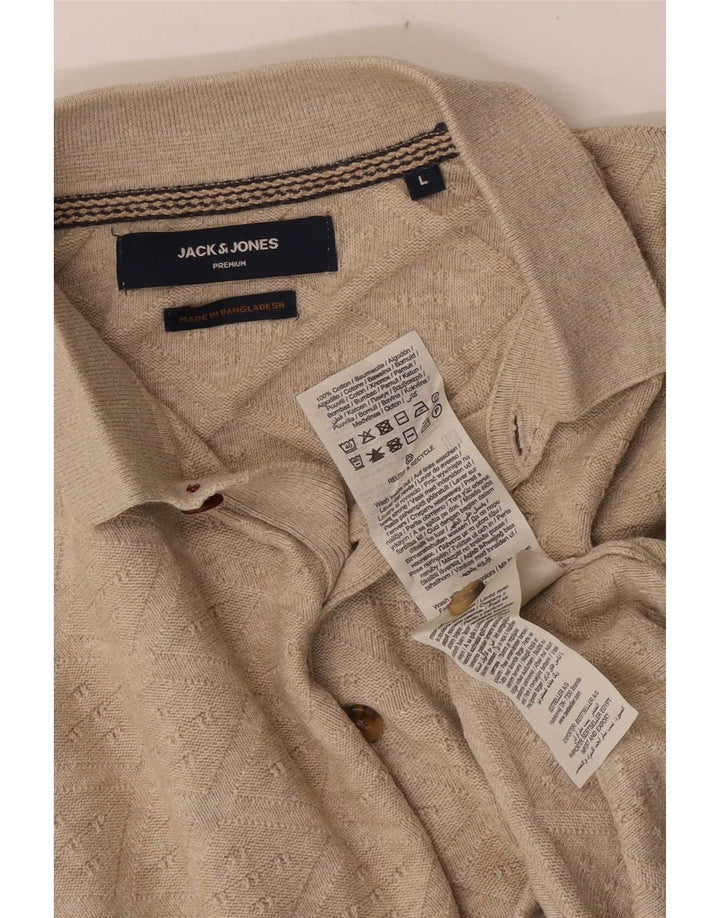 Polo da uomo Jack & Jones grande in cotone beige