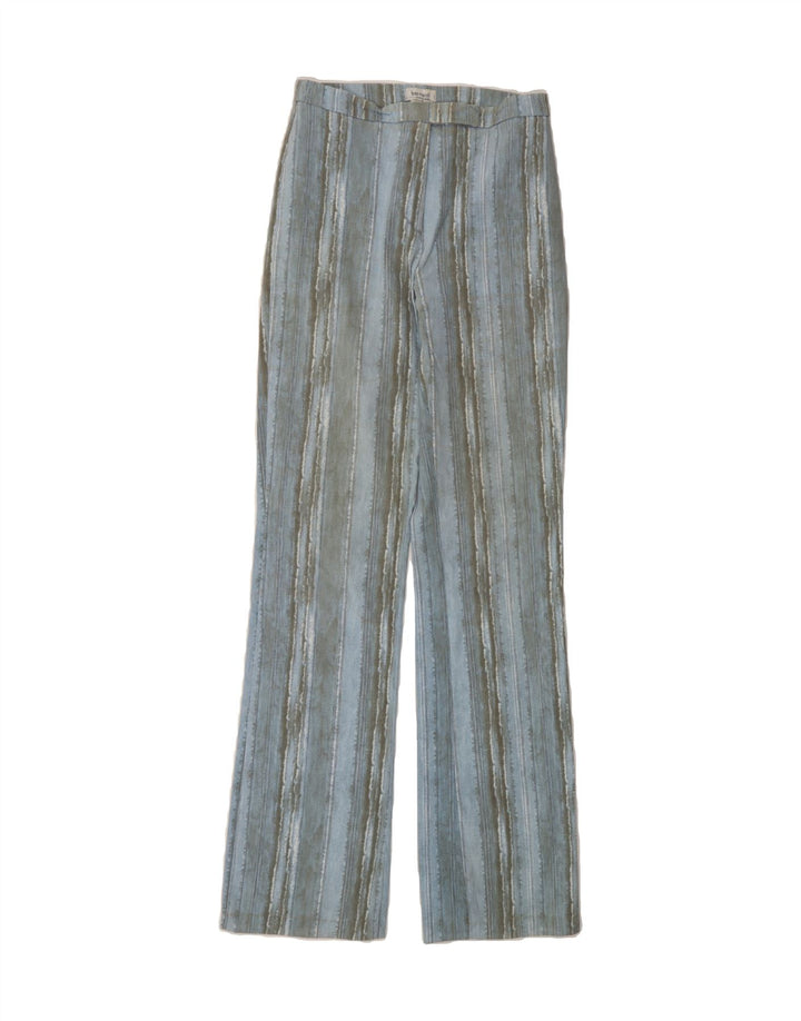 VINTAGE Womens Straight Casual Trousers W26 L33 Blue Striped Polyester Vintage Vintage and Second-Hand Vintage from Messina Hembry 