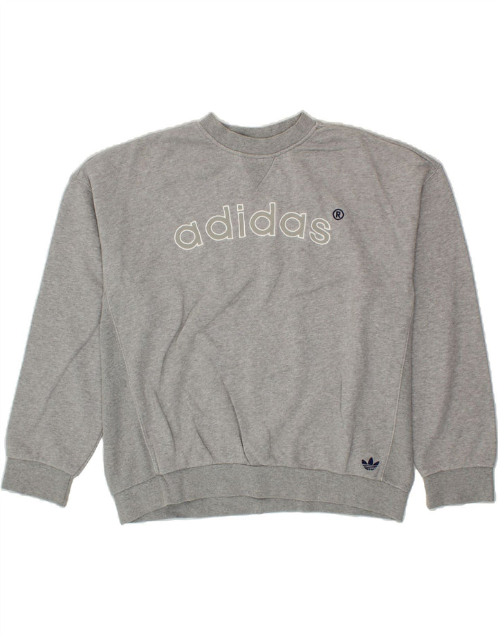 ADIDAS Womens Sweatshirt Jumper UK 14 Medium Grey Cotton Vintage Adidas and Second-Hand Adidas from Messina Hembry 