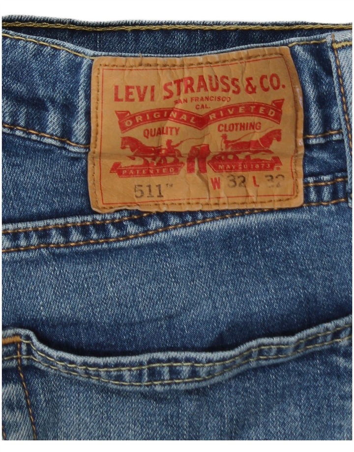 LEVI'S Jeans slim da uomo 511 lavaggio acido W32 L32 cotone blu