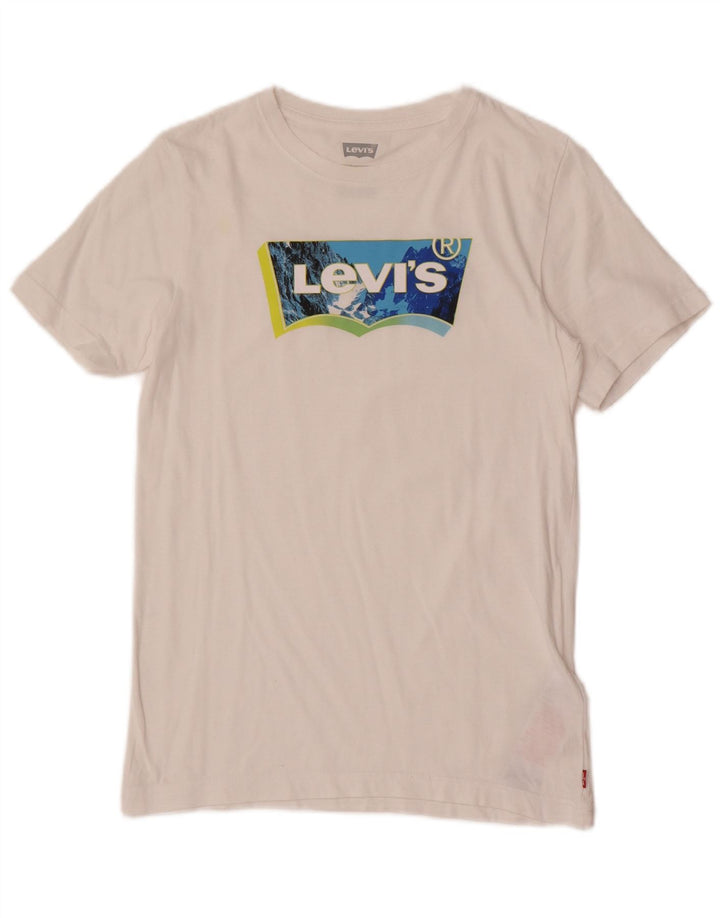 T-shirt grafica da ragazzo Levi's Top 13-14 anni in cotone bianco