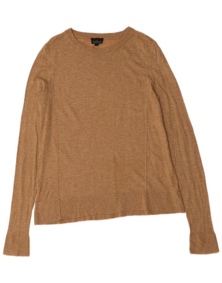 Topshop Top oversize da donna a maniche lunghe UK 10 piccolo Beige