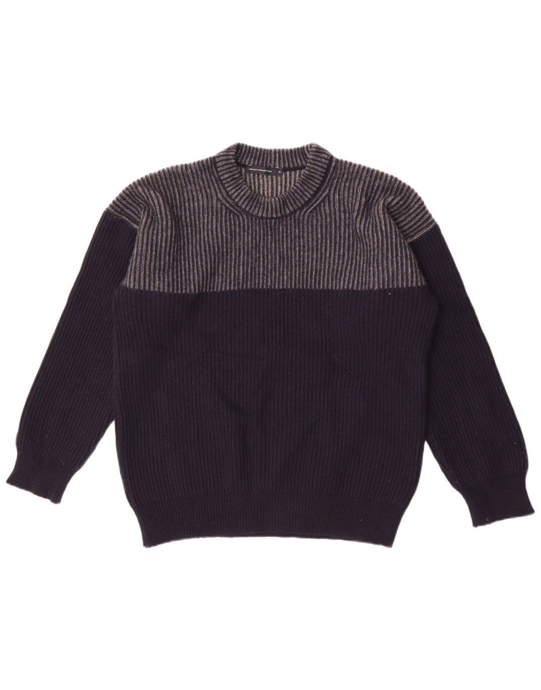 Maglione maglione girocollo da uomo French Connection XL Lana a righe blu navy