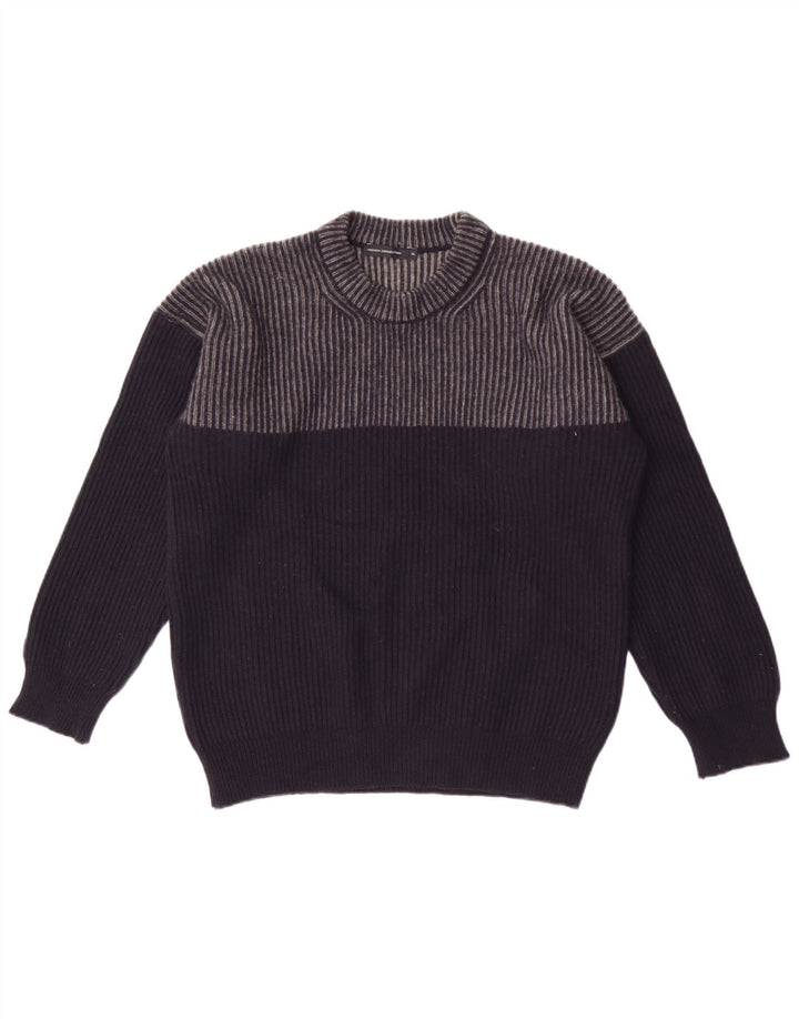 Maglione maglione girocollo da uomo French Connection XL Lana a righe blu navy