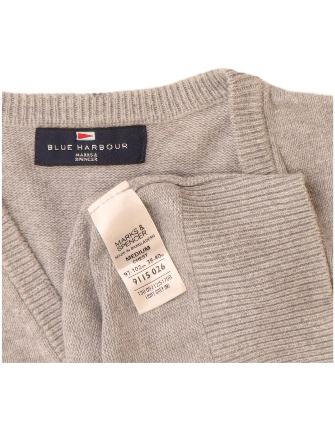 Canotta da uomo Marks & Spencer blu Harbour Vest in cotone chiazzato grigio medio