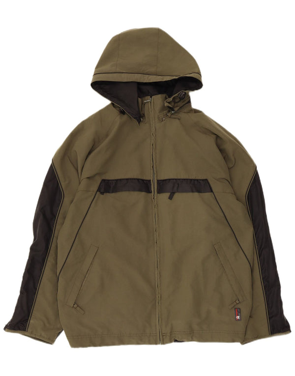 Giacca a vento con cappuccio da uomo Champion UK 38 Medium Khaki Colourblock