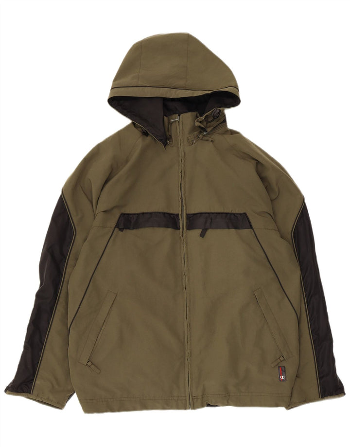 Giacca a vento con cappuccio da uomo Champion UK 38 Medium Khaki Colourblock
