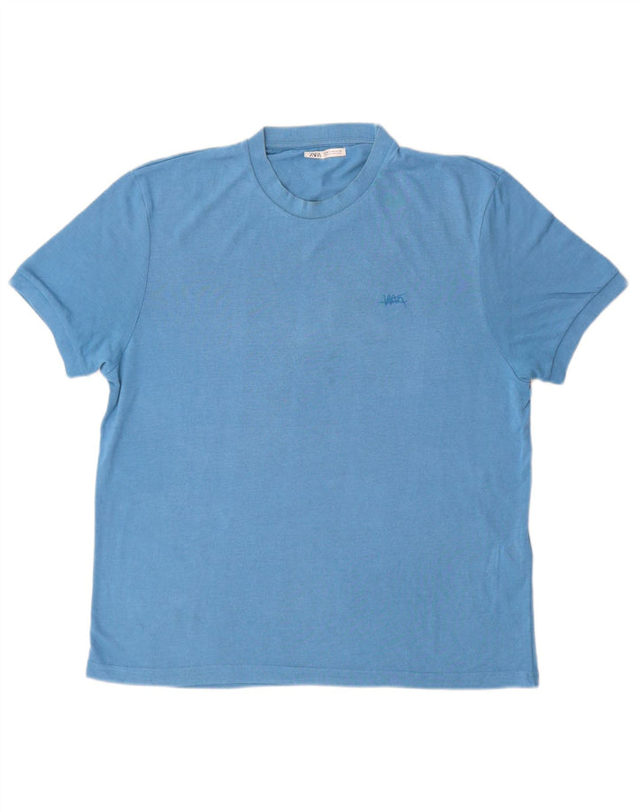 T-shirt Zara Uomo Top Blu Medio in viscosa