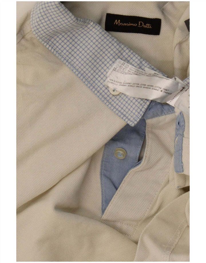 Polo da uomo MASSIMO DUTTI grande in cotone bianco sporco