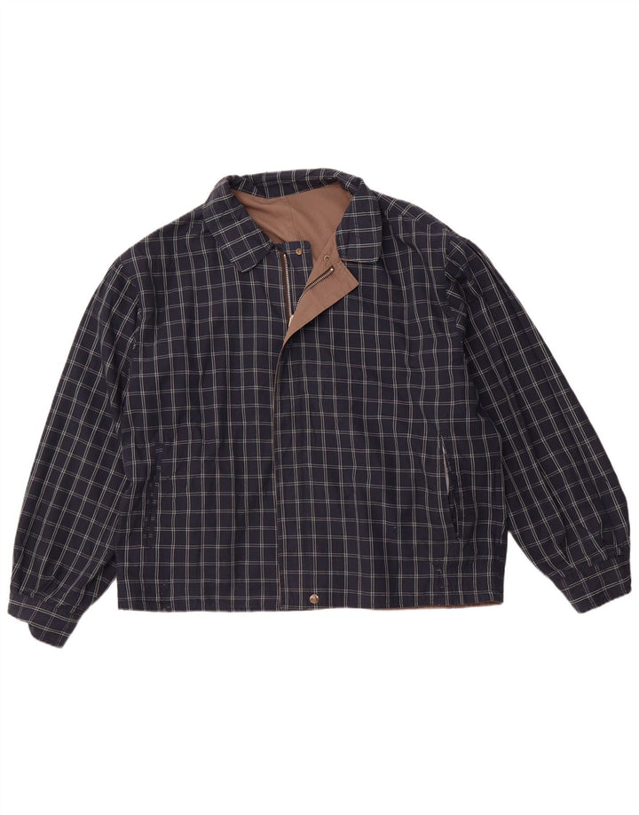 Giacca reversibile da uomo VINTAGE UK 40 poliestere a quadri marroni grandi