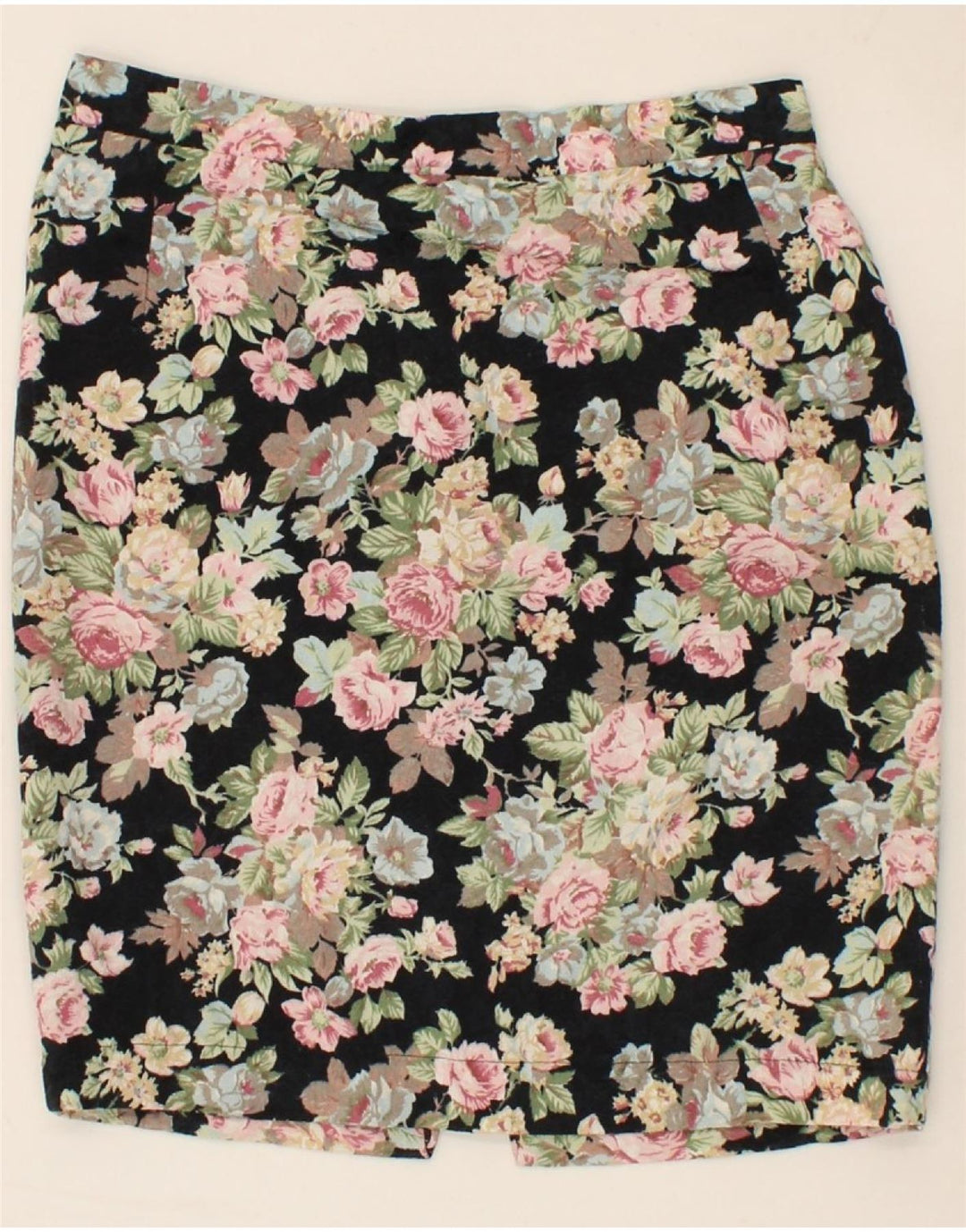VINTAGE Womens Straight Skirt W28 Medium Black Floral Vintage Vintage and Second-Hand Vintage from Messina Hembry 