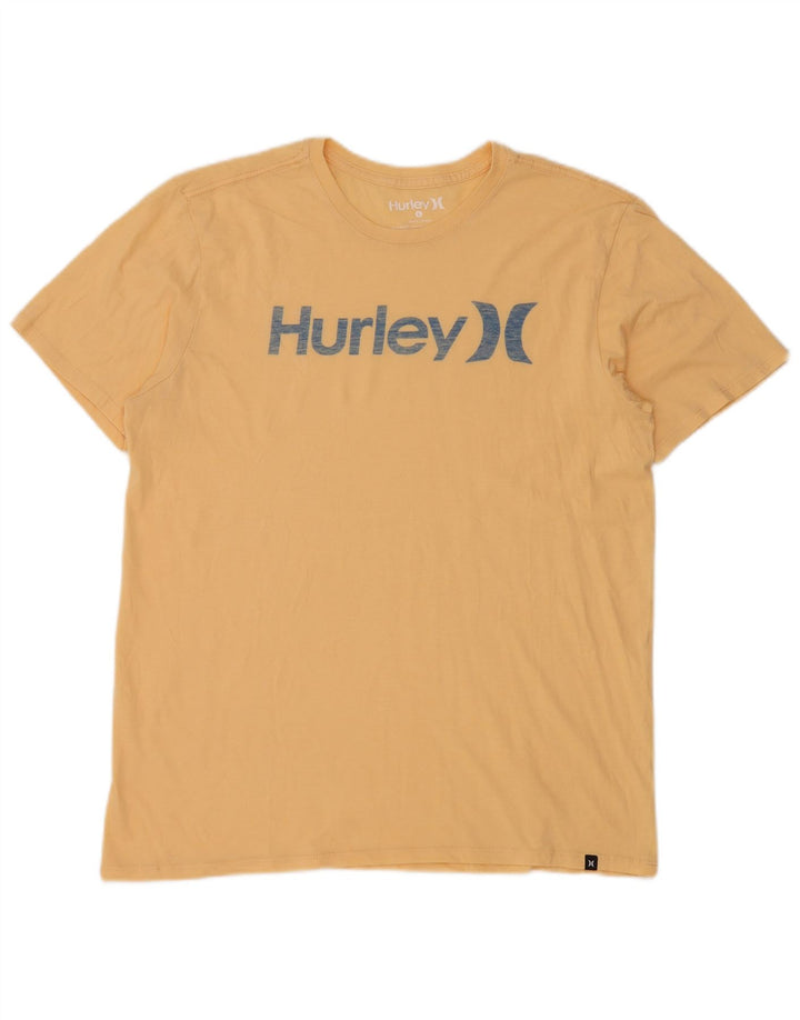 T-shirt grafica da uomo HURLEY grande in cotone giallo