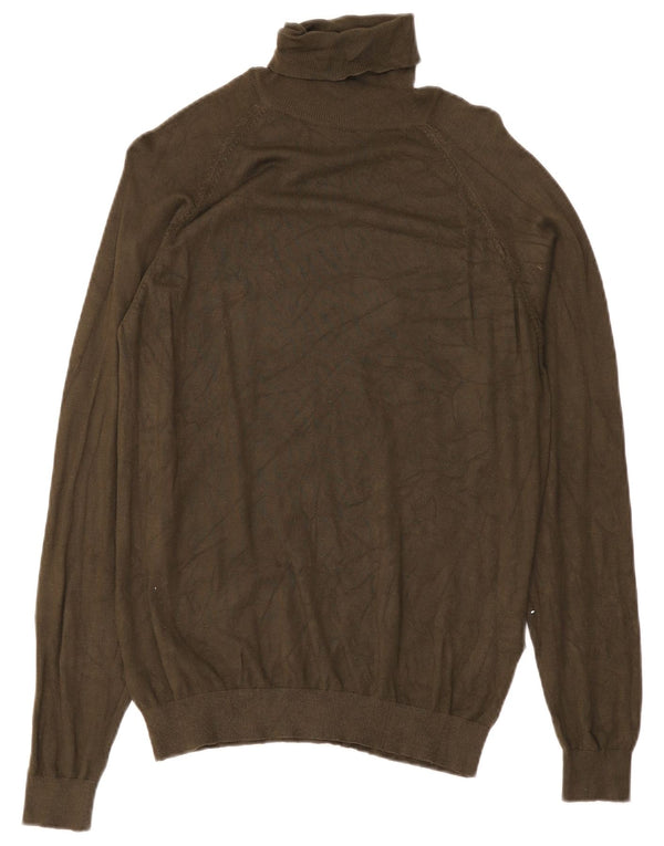 Maglione maglione a collo alto da donna Zara UK 14 Viscosa verde medio