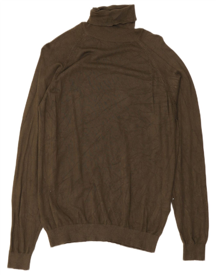 Maglione maglione a collo alto da donna Zara UK 14 Viscosa verde medio