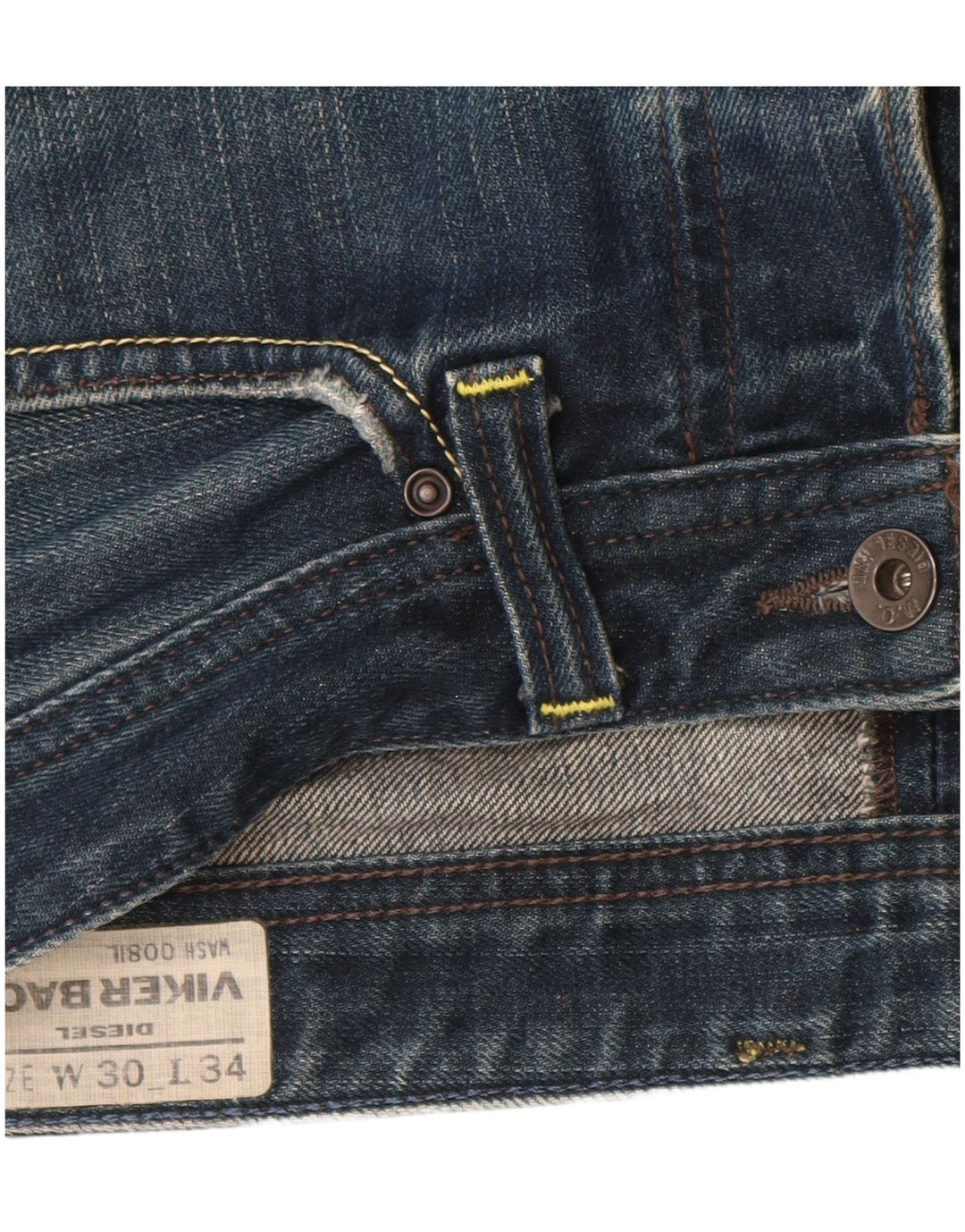 DIESEL Pantaloncini di jeans invecchiati con retro viker da donna W30 in cotone blu medio