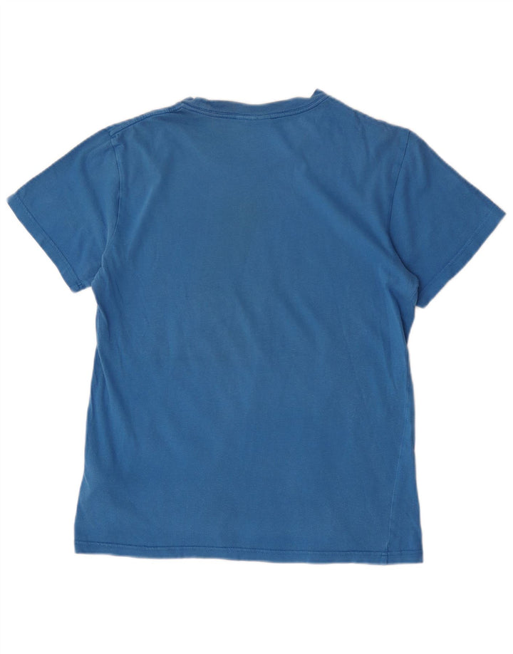T-shirt grafica da uomo Adidas Top piccola in cotone blu