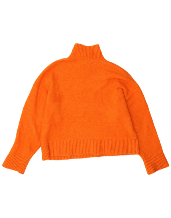 Maglione maglione oversize con collo dolcevita da donna Zara UK 16 grande acrilico arancione