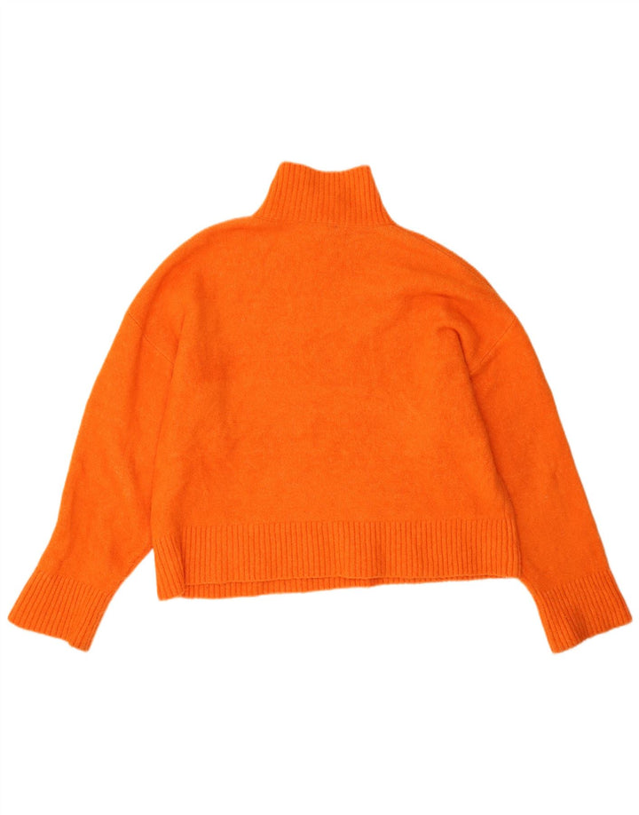 Maglione maglione oversize con collo dolcevita da donna Zara UK 16 grande acrilico arancione