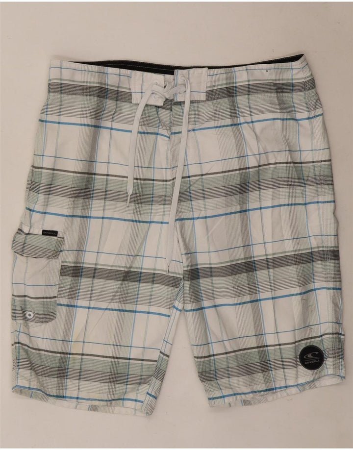 Pantaloncini da bagno da uomo O'Neill in poliestere a quadri bianchi medi