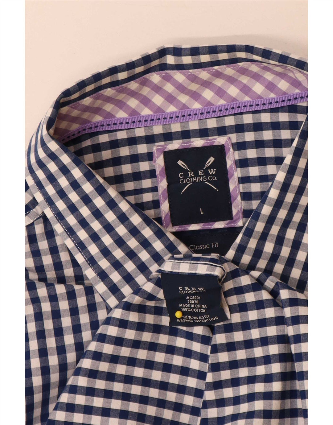 Crew Clothing Camicia da uomo dalla vestibilità classica, grande in cotone a quadretti blu