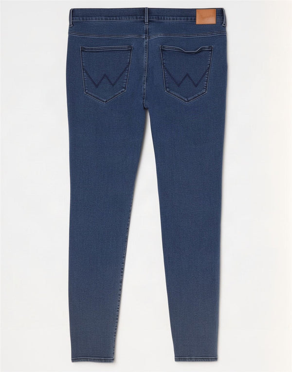 Jeans skinny a vita alta da donna Wrangler W40 L32 cotone blu