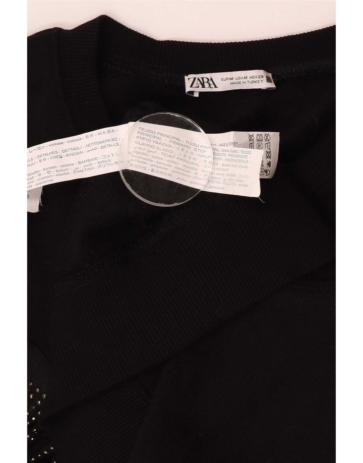 Felpa oversize da donna Zara UK 14 cotone nero medio